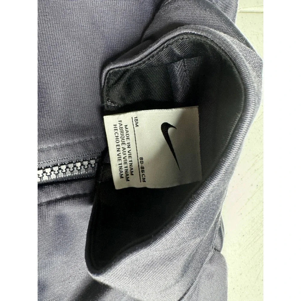 Nike Kids Grey Black Colorblock‎ Full Zip Track Jacket 18M Neon Swoosh